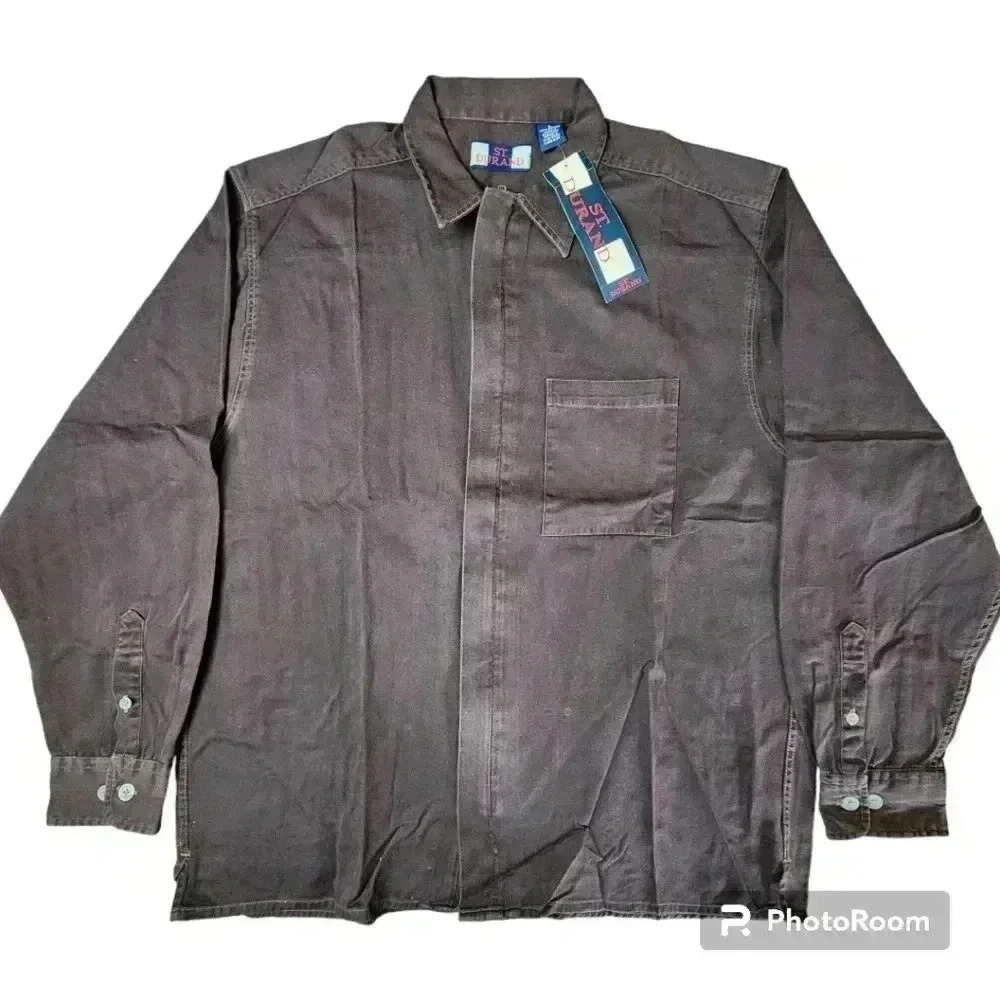 VTG St. Durand overshirt workshirt light jacket denim zipper LS NWT Large
